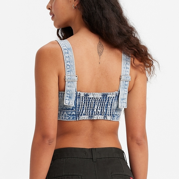 NWT Levi's Light Indigo Stonewash Joli Denim Crop Top L - Picture 9 of 10
